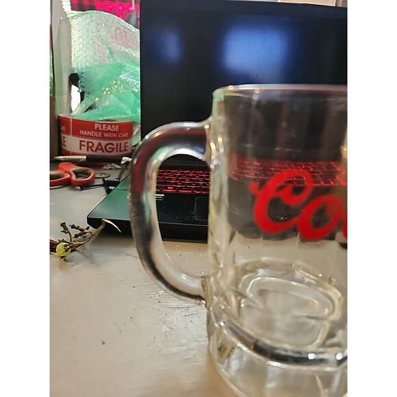 Vintage Coors Beer Mug 5" Heavy Glass Stein Red Logo Barware Collectible - Picture 3 of 11
